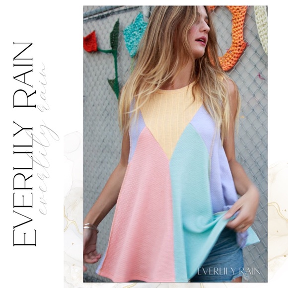 Waffle Knit Color Block Tank - Picture 9 of 14